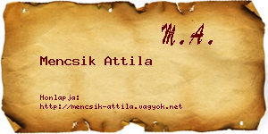 Mencsik Attila névjegykártya